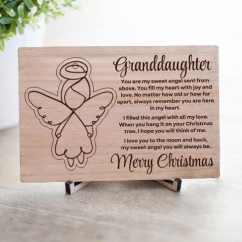 Granddaughter Sweet Angel Postcard with Pop Out Angel Christmas Tree Ornament