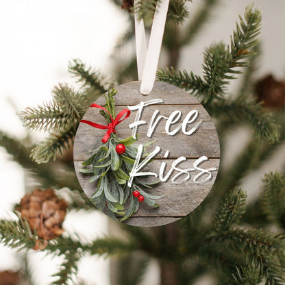 Free Kiss Mistletoe Christmas Tree Ornament