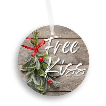 Free Kiss Mistletoe Christmas Tree Ornament