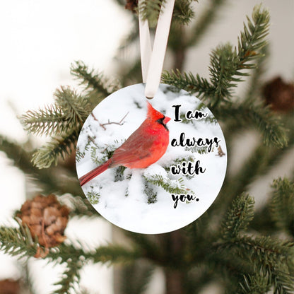 I am always with you. Snowy Cardinal Memorial Christmas Tree Ornament (Bulk Discount)