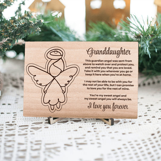 Granddaughter Gift Guardian Angel Wooden Pop Out Laser Engraved & Cut