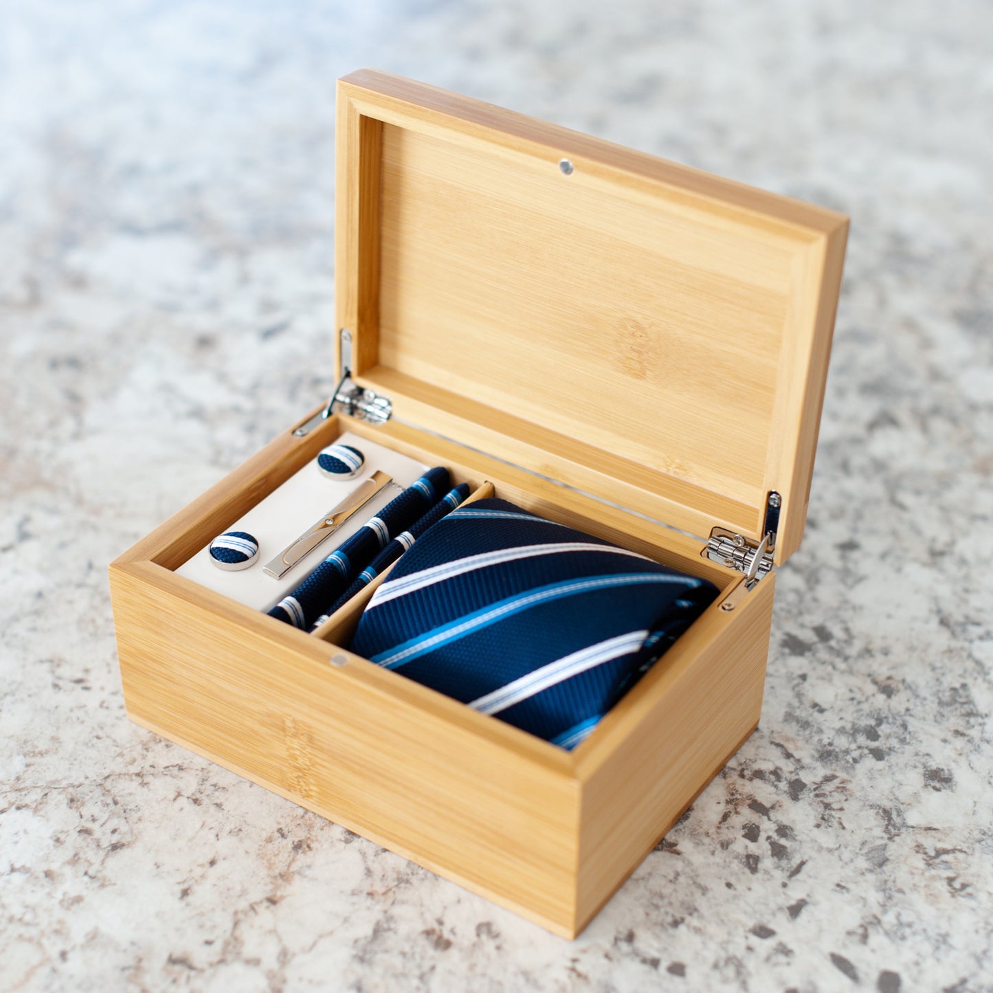 "A Dad Who Wears Ties is a Badass" Engraved Tie Gift Box: Includes Premium Tie, Tie Clip, and Matching Handkerchief
