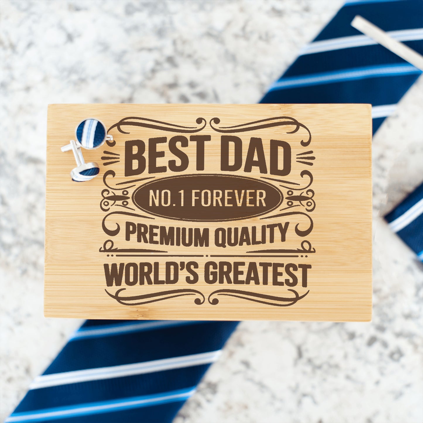 "A Dad Who Wears Ties is a Badass" Engraved Tie Gift Box: Includes Premium Tie, Tie Clip, and Matching Handkerchief