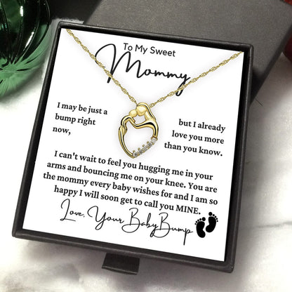 To Mom-to-Be From Baby Bump "I may be just a bump..." Mom Heart Necklace