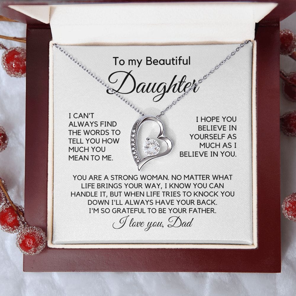 To Daughter From Dad "I can't always find..." Heart Necklace