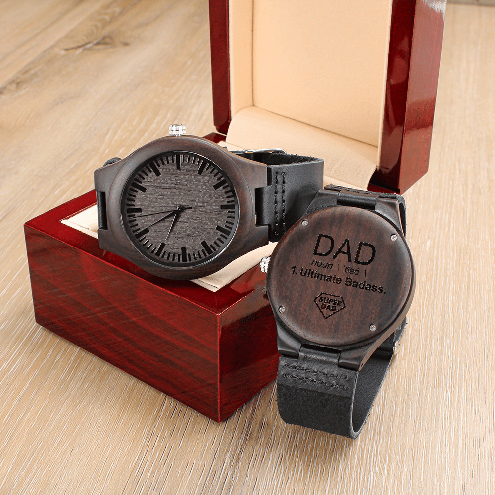 To DAD Ultimate Badass Wooden Watch Engraved Back