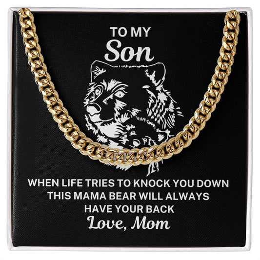 To Son From Mom "When life tries to..." Cubin Link Chain