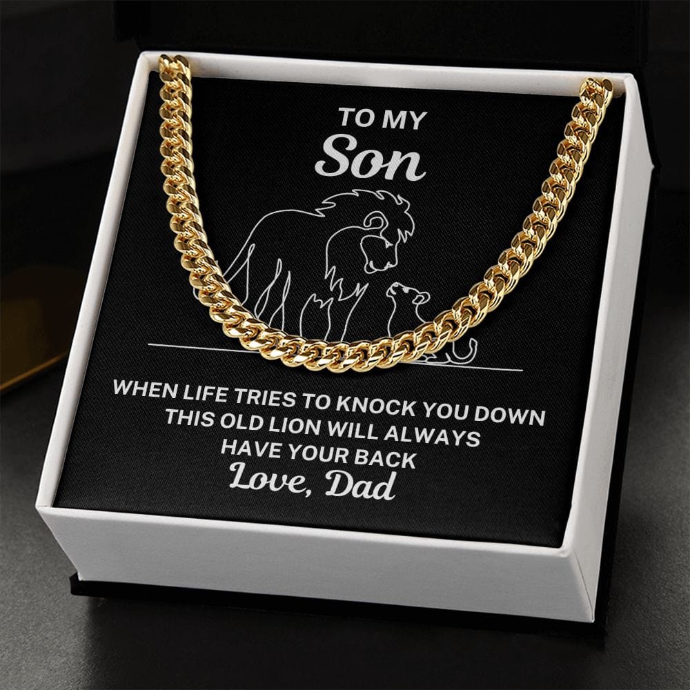 To Son From Dad "When life tries to..." Cubin Link Chain