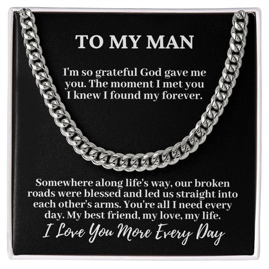 To My Man "I'm so grateful..." Cubin Link Chain