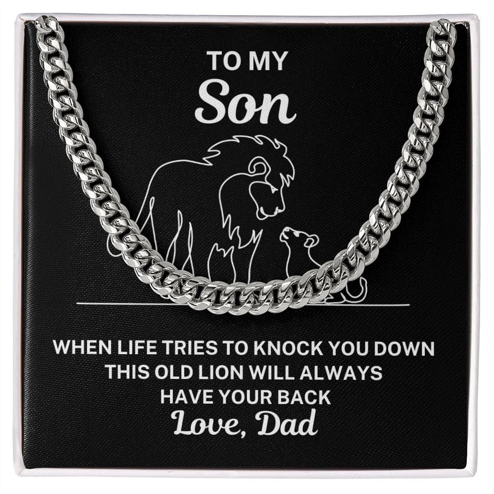 To Son From Dad "When life tries to..." Cubin Link Chain