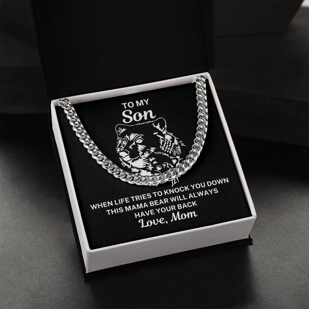 To Son From Mom "When life tries to..." Cubin Link Chain