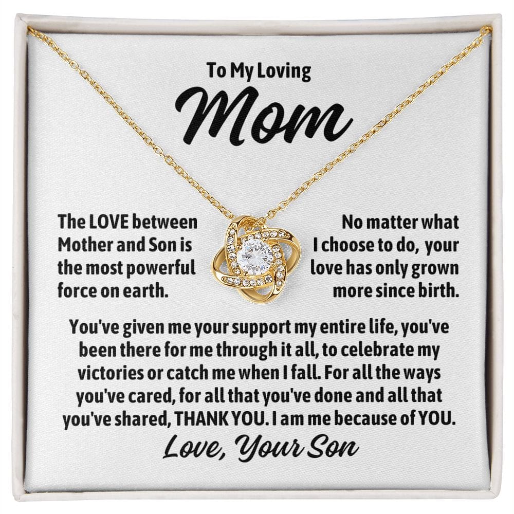 To Mom From Son "The love between mother and son..." Love Knot Necklace