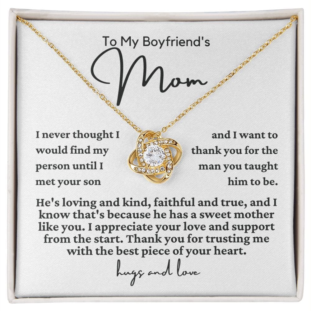 To Boyfriend's Mom "I never thought..." Love Knot Necklace