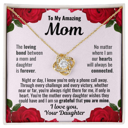 To Mom From Daughter "The loving bond..." Love Knot Necklace