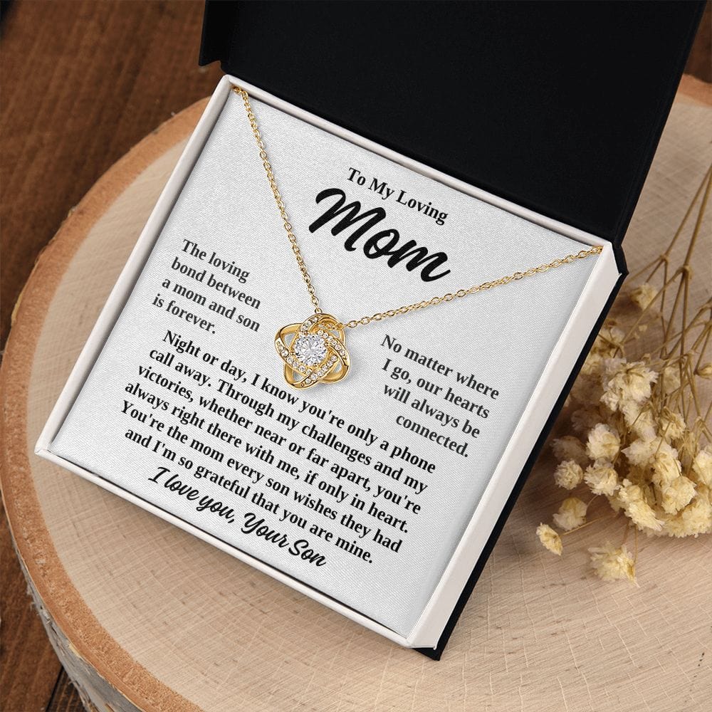 To Mom From Son "The loving bond between..."  Love Knot Necklace