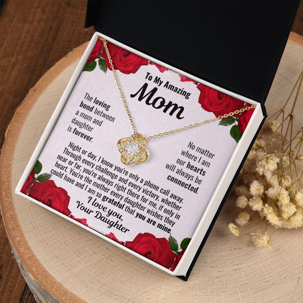 To Mom From Daughter "The loving bond..." Love Knot Necklace
