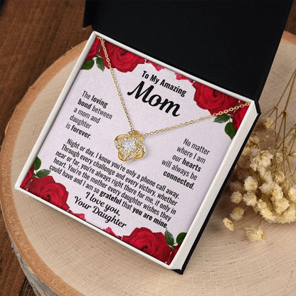 To Mom From Daughter "The loving bond..." Love Knot Necklace