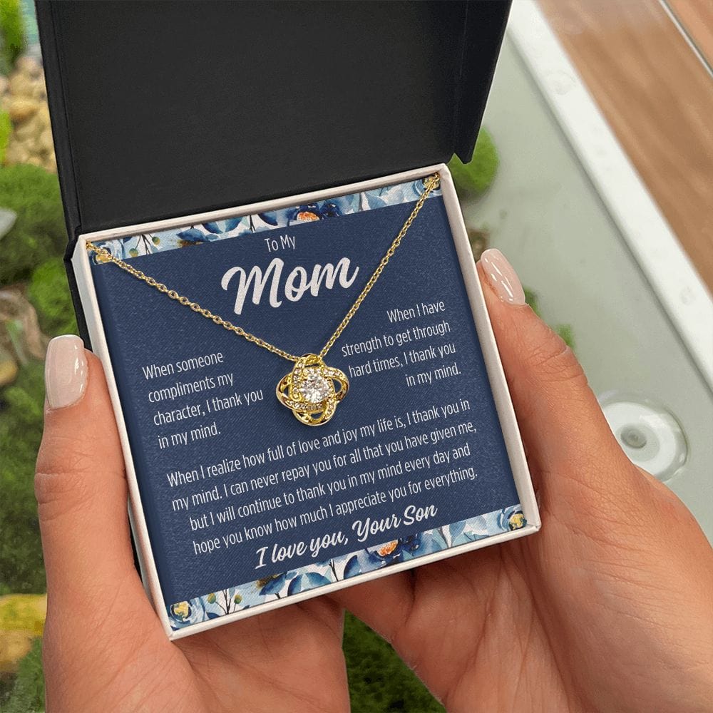 To Mom From Son "When someone..." Love Knot Necklace