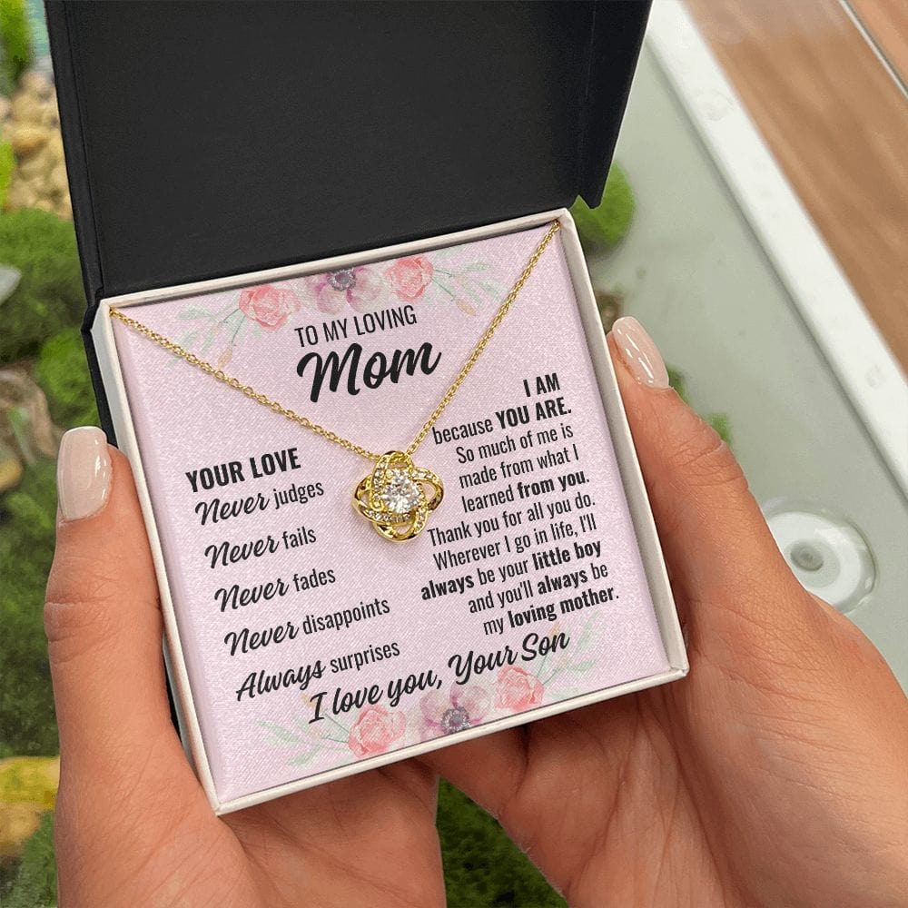 To Mom From Son "Your Love Never..." Love Knot Necklace