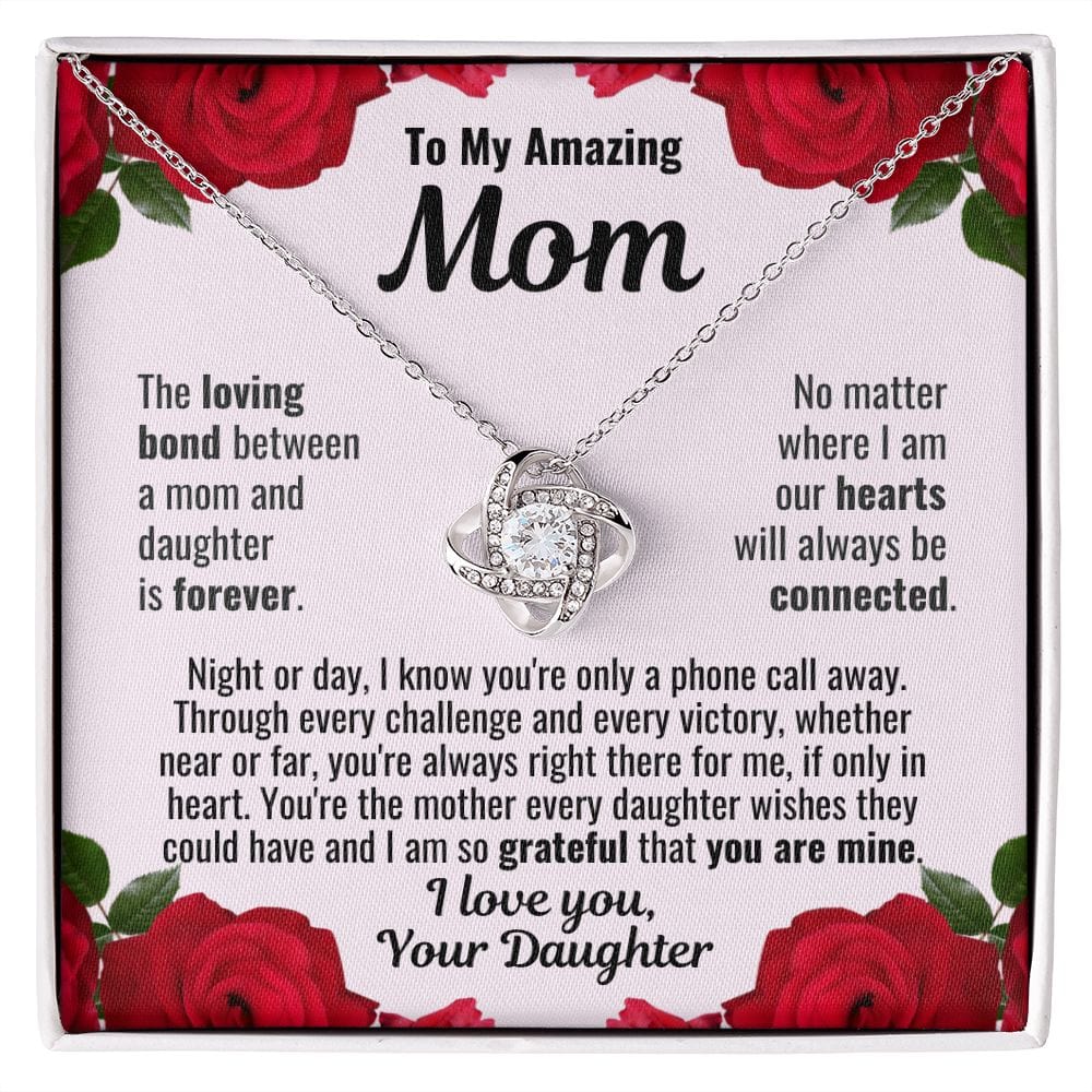 To Mom From Daughter "The loving bond..." Love Knot Necklace