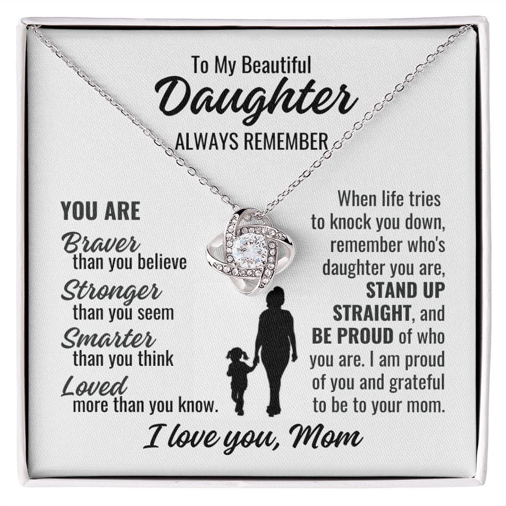 To Daughter From Mom "Always Remember..." Love Knot Necklace