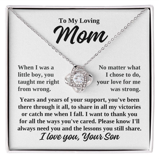 To Mom From Son "When I was a little boy..."  Love Knot Necklace