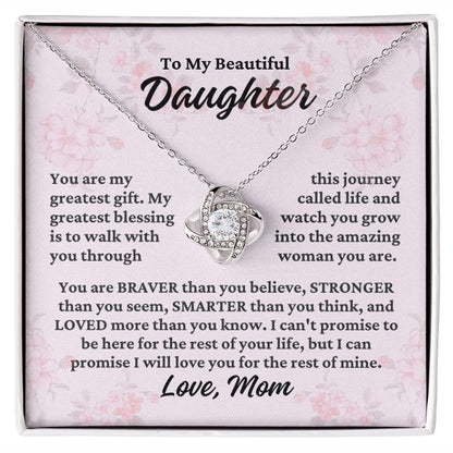 To Daughter From Mom "You are my greatest..." Love Knot Necklace