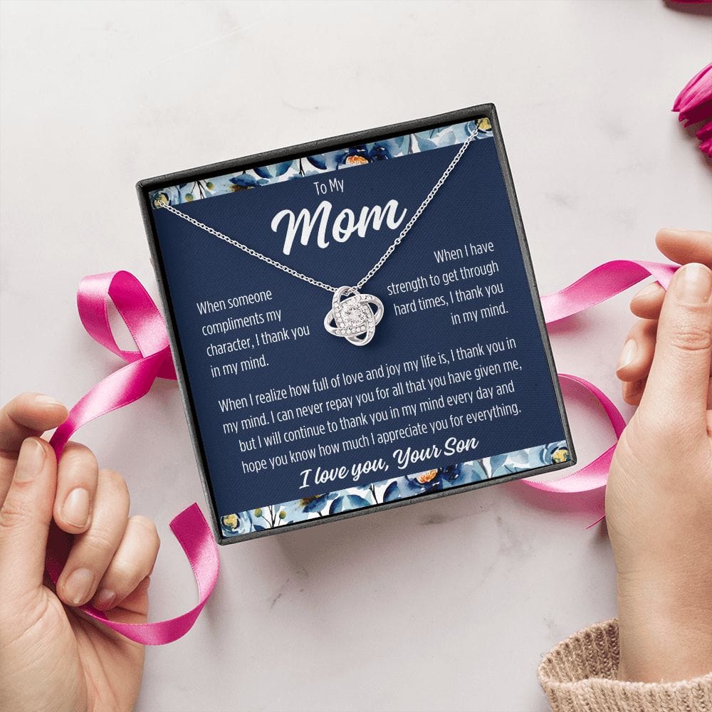 To Mom From Son "When someone..." Love Knot Necklace