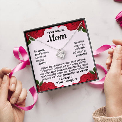 To Mom From Daughter "The loving bond..." Love Knot Necklace