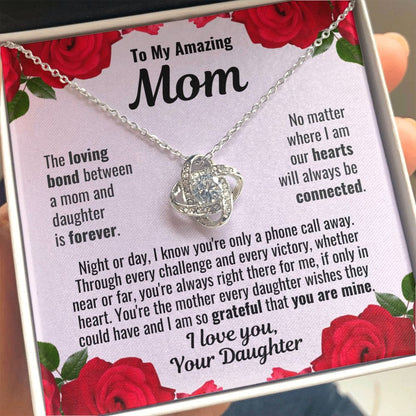 To Mom From Daughter "The loving bond..." Love Knot Necklace