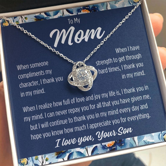 To Mom From Son "When someone..." Love Knot Necklace