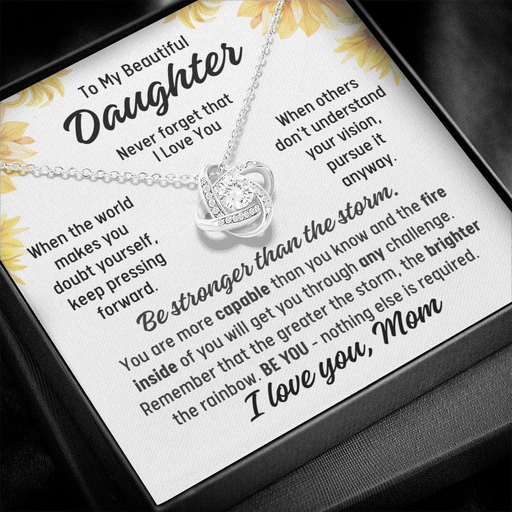 To Daughter From Mom "When the world..." Love Knot Necklace