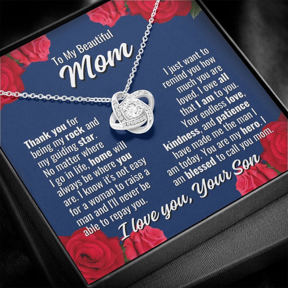 To Mom From Son "Thank you for being..." Love Knot Necklace