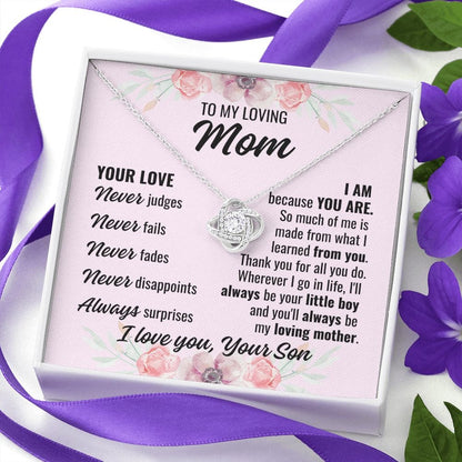 To Mom From Son "Your Love Never..." Love Knot Necklace