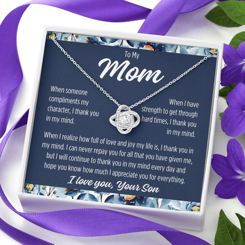To Mom From Son "When someone..." Love Knot Necklace