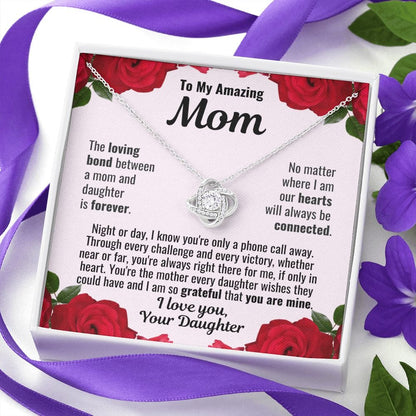To Mom From Daughter "The loving bond..." Love Knot Necklace