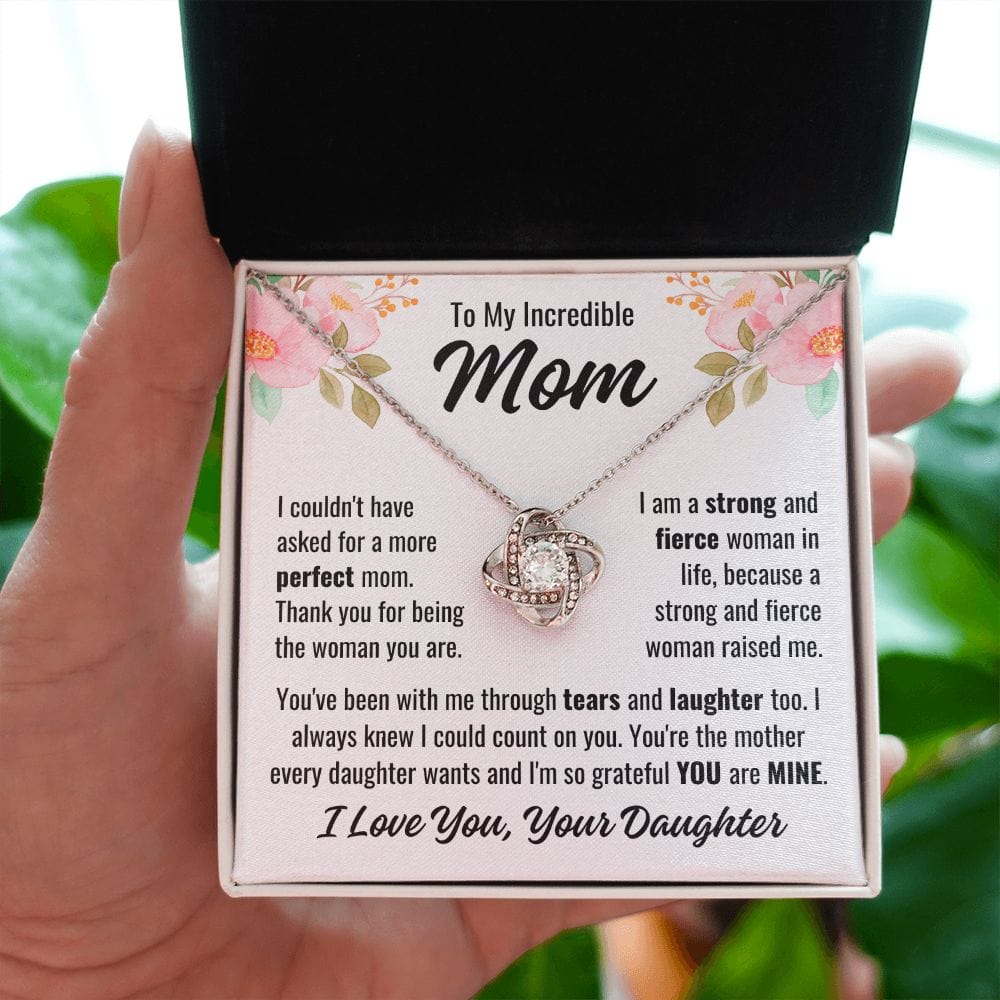 To Mom From Daughter "I couldn't have asked..." Love Knot Necklace