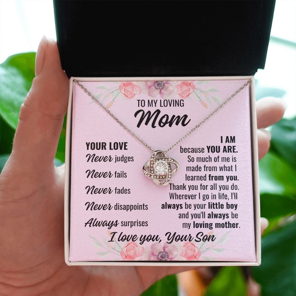 To Mom From Son "Your Love Never..." Love Knot Necklace
