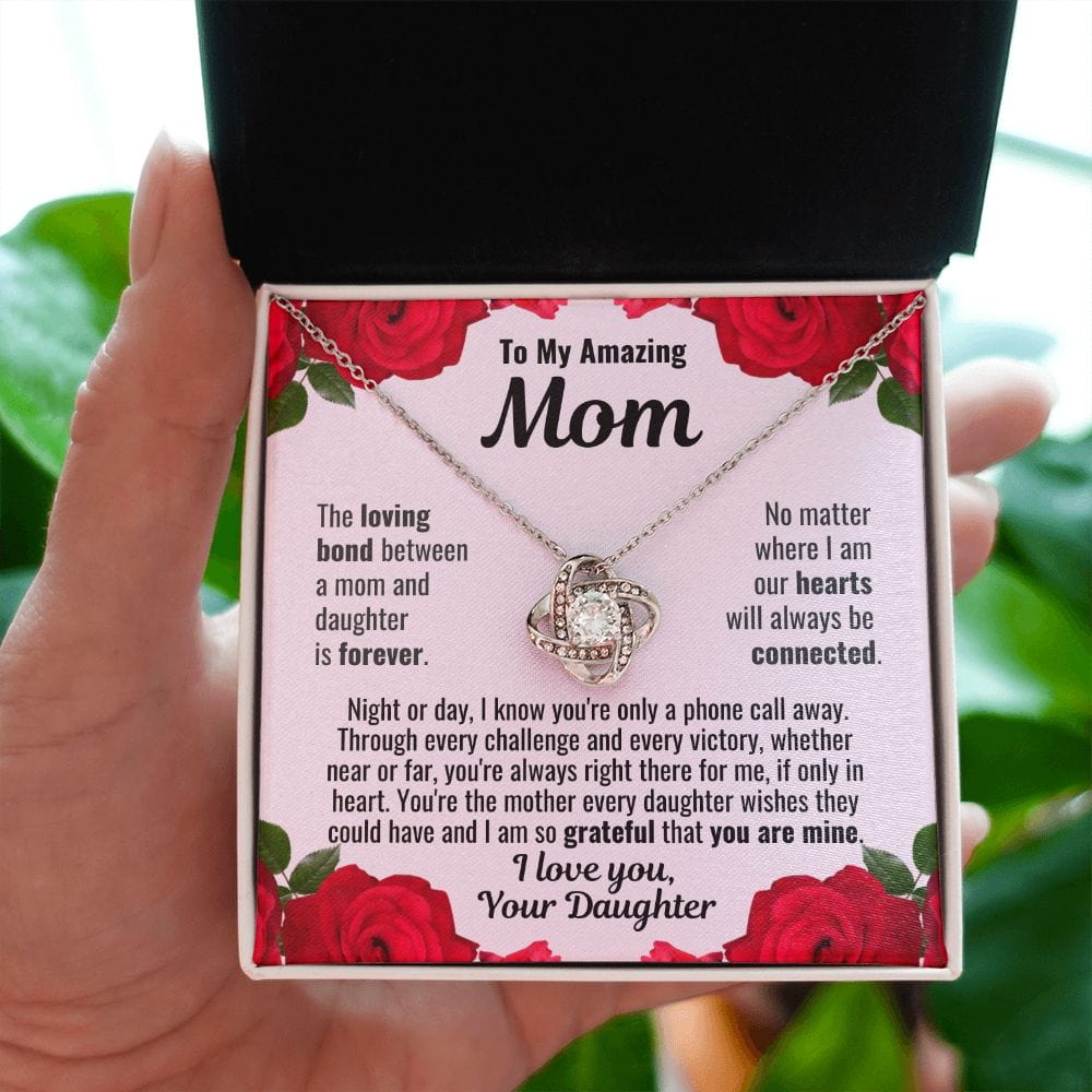 To Mom From Daughter "The loving bond..." Love Knot Necklace