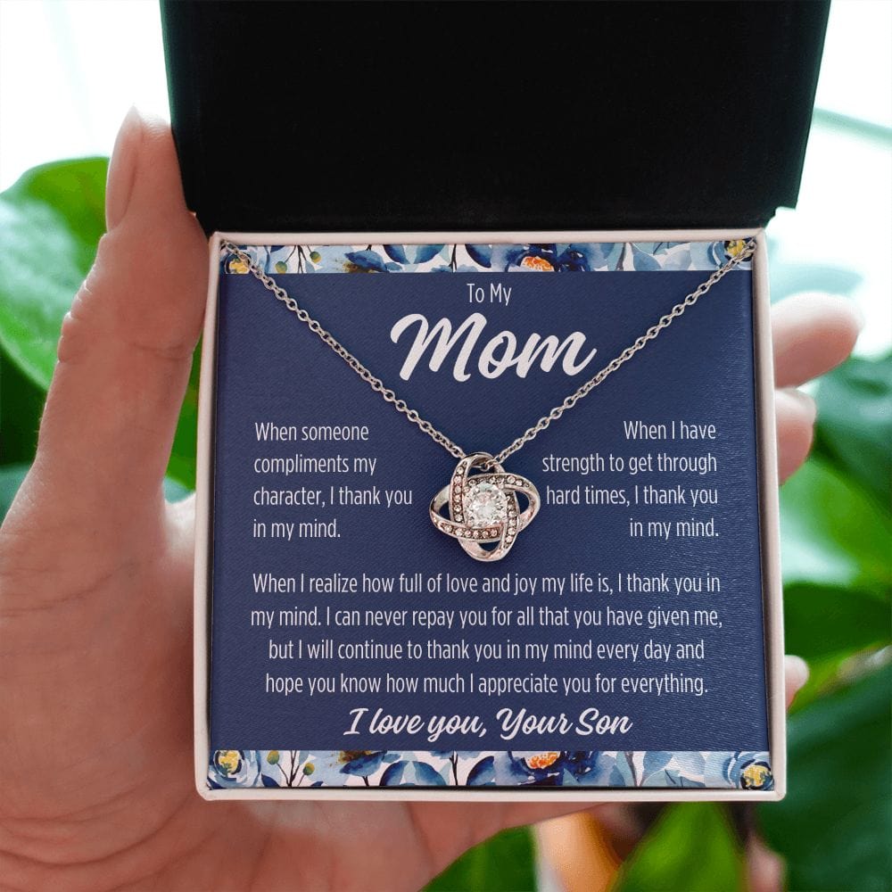 To Mom From Son "When someone..." Love Knot Necklace