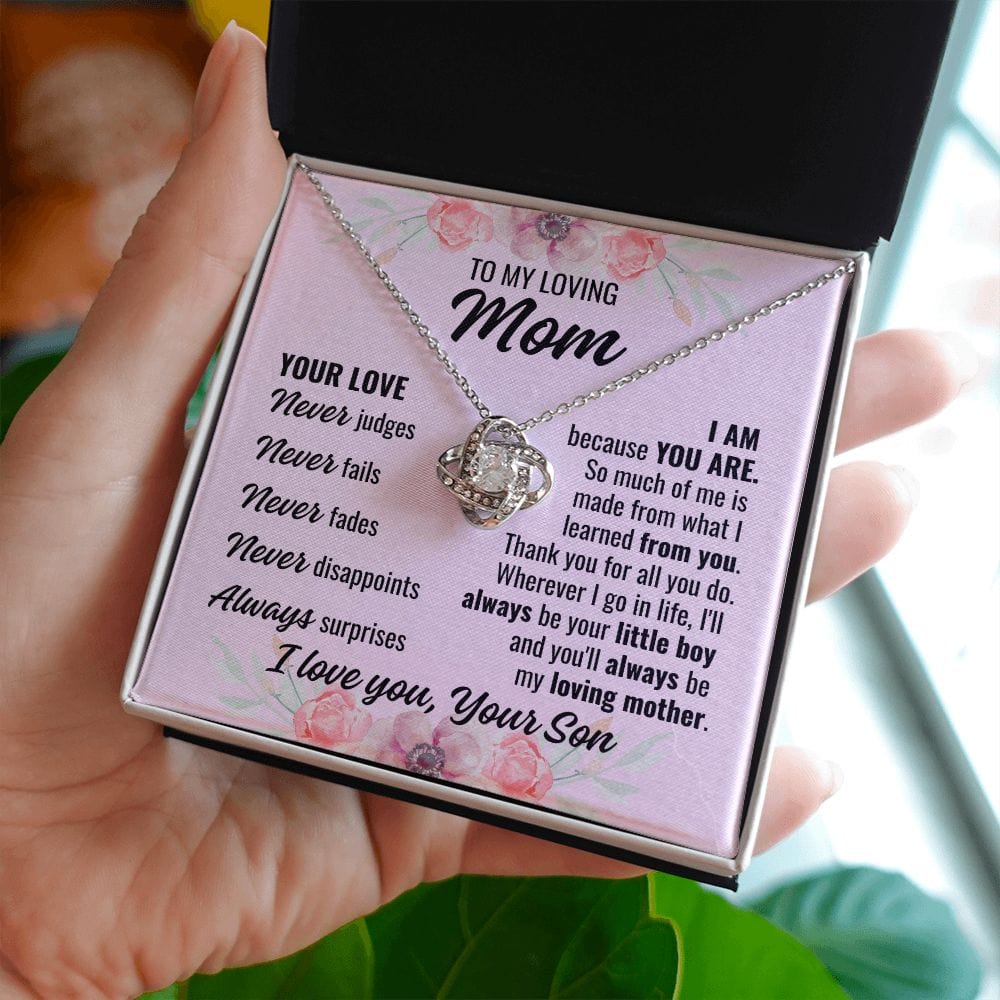 To Mom From Son "Your Love Never..." Love Knot Necklace