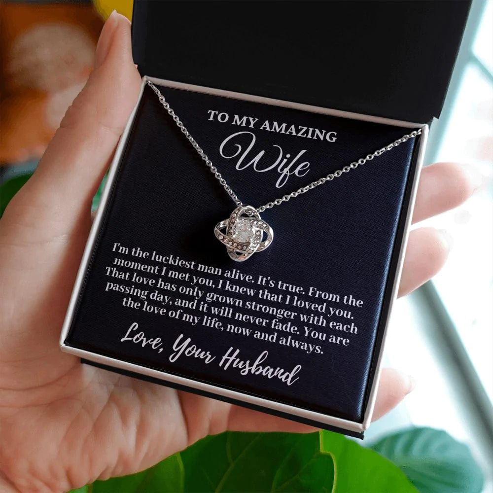 Husband to My Amazing Wife "I'm the luckiest..." Love Knot Necklace