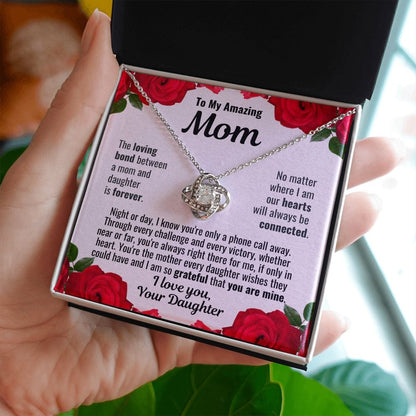 To Mom From Daughter "The loving bond..." Love Knot Necklace