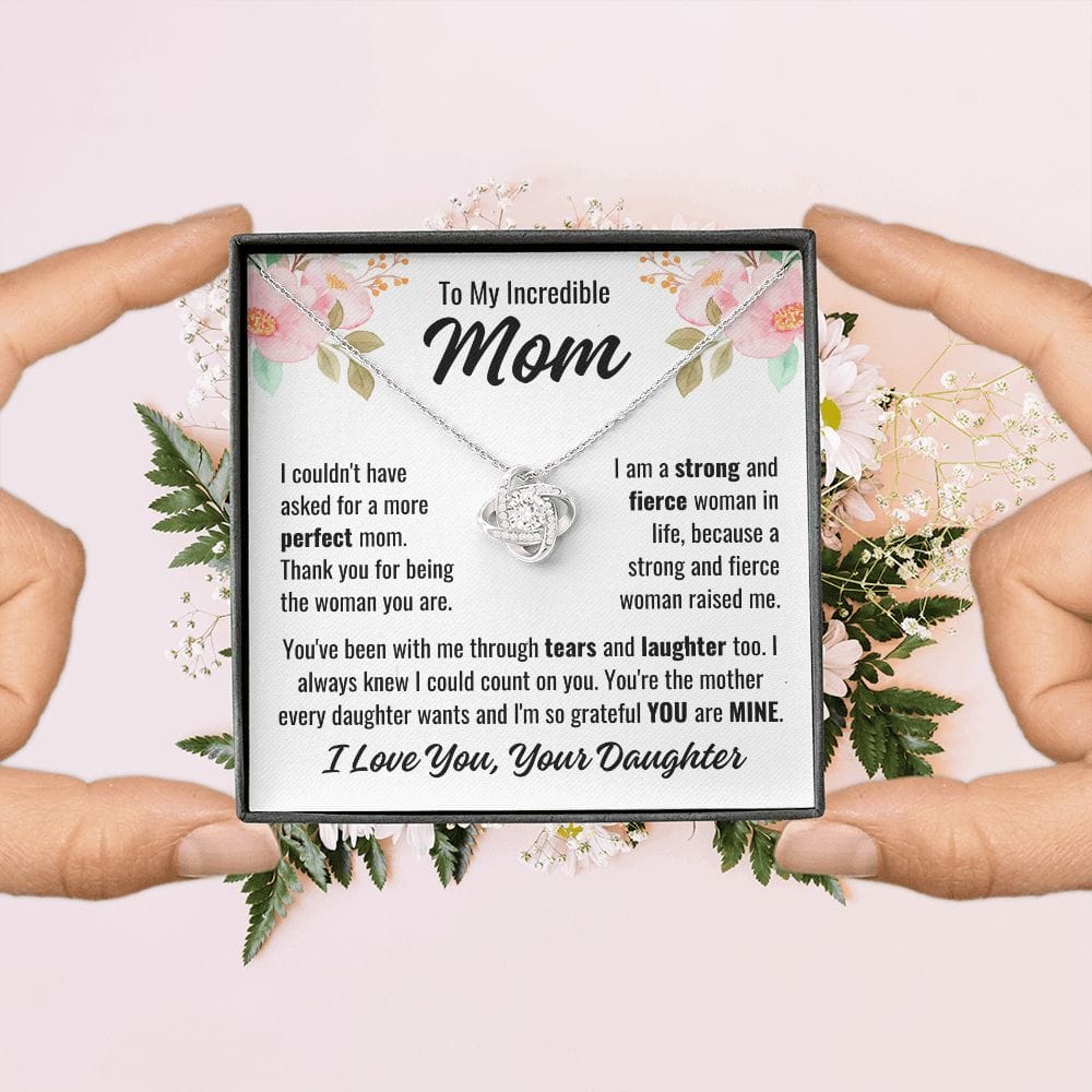 To Mom From Daughter "I couldn't have asked..." Love Knot Necklace