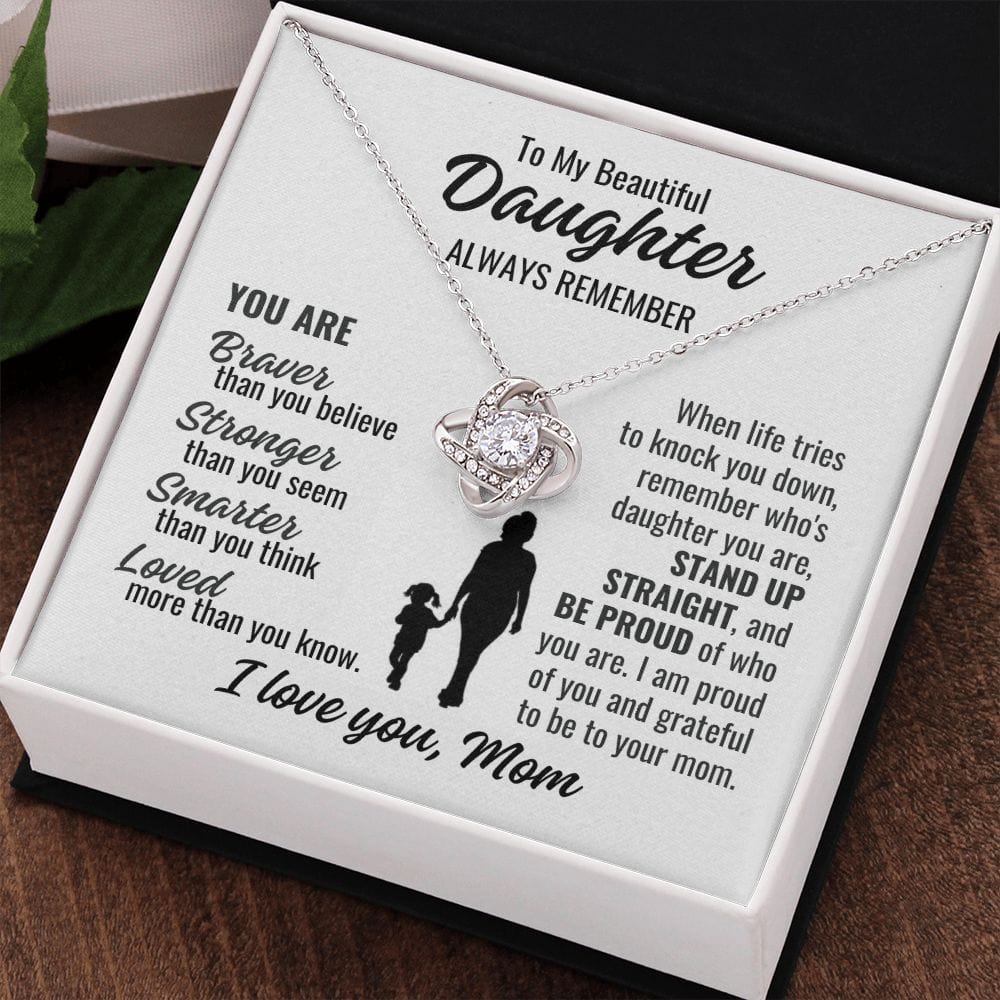 To Daughter From Mom "Always Remember..." Love Knot Necklace