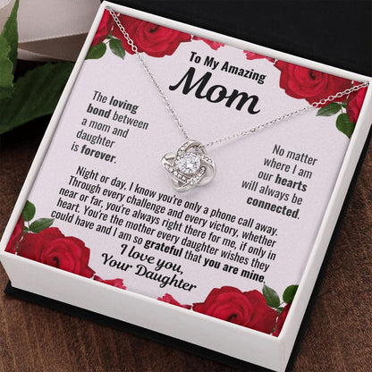 To Mom From Daughter "The loving bond..." Love Knot Necklace