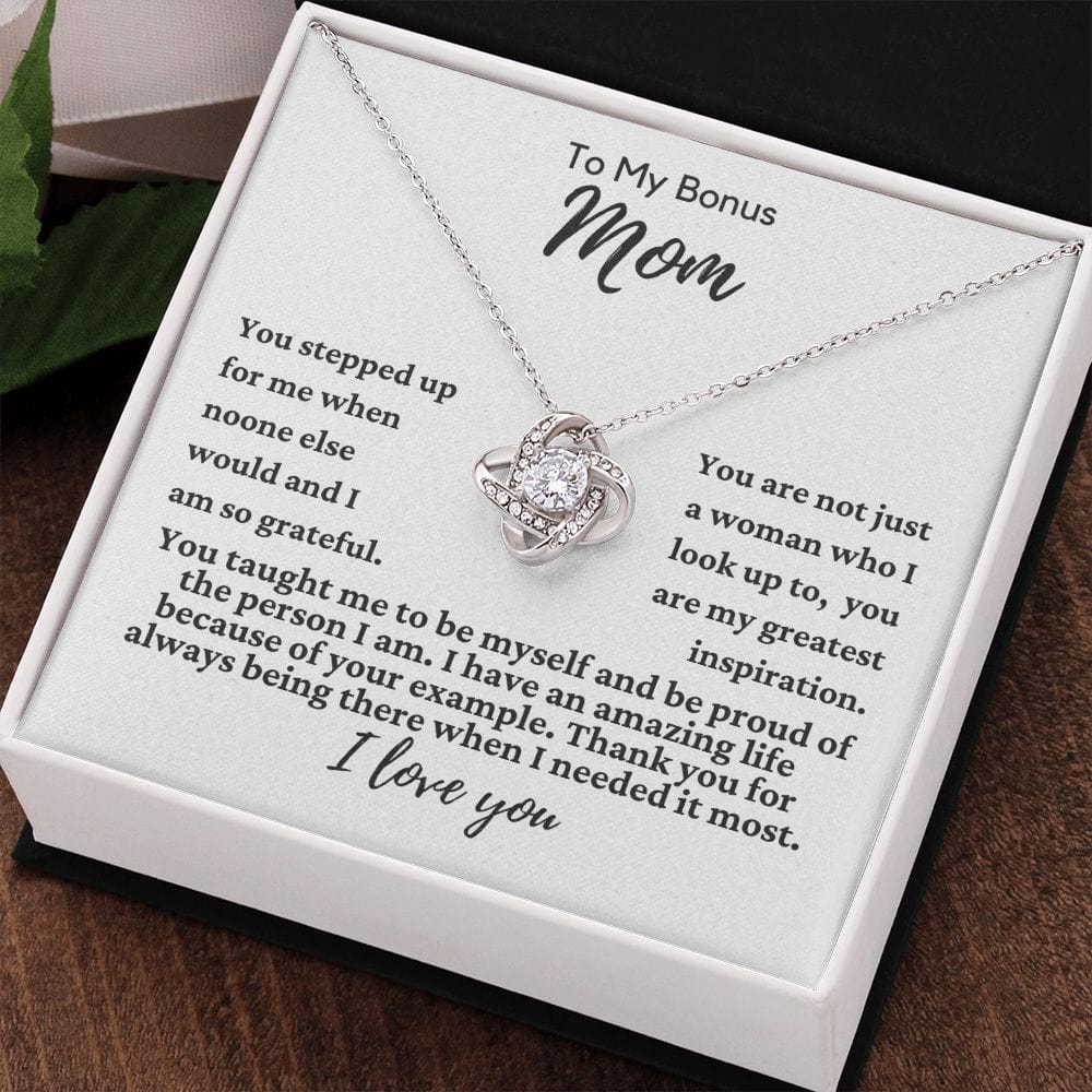 To My Bonus Mom "You stepped up..." Love Knot Necklace