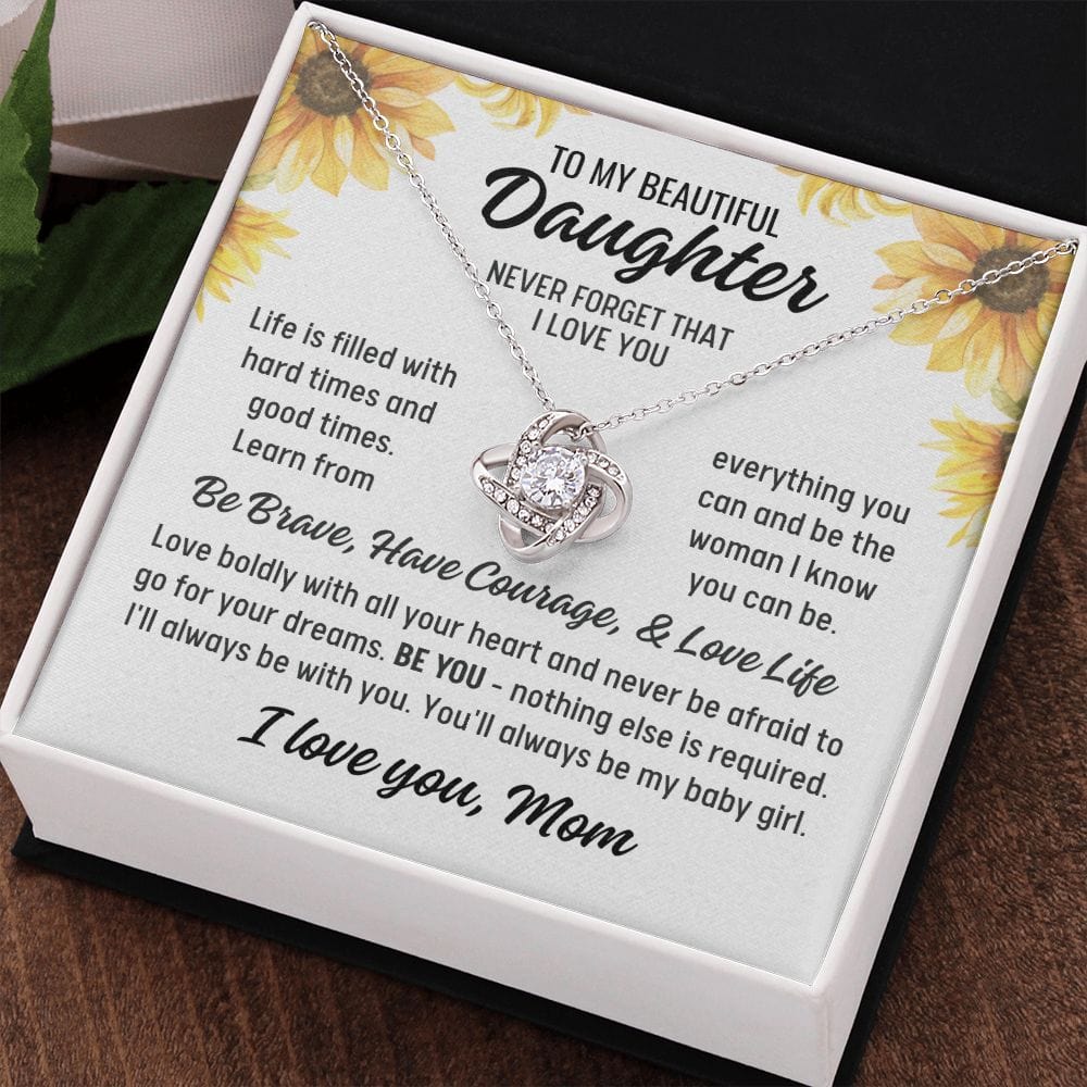 To Daughter From Mom "Life is filled..." Love Knot Necklace