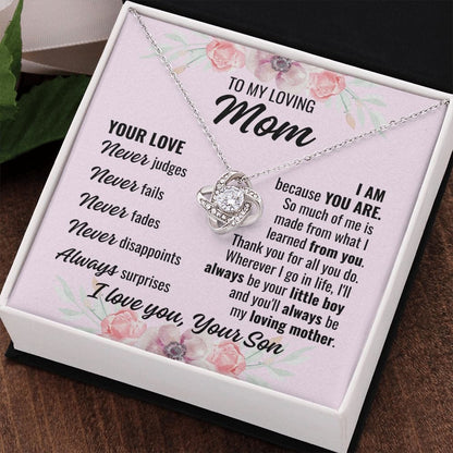 To Mom From Son "Your Love Never..." Love Knot Necklace