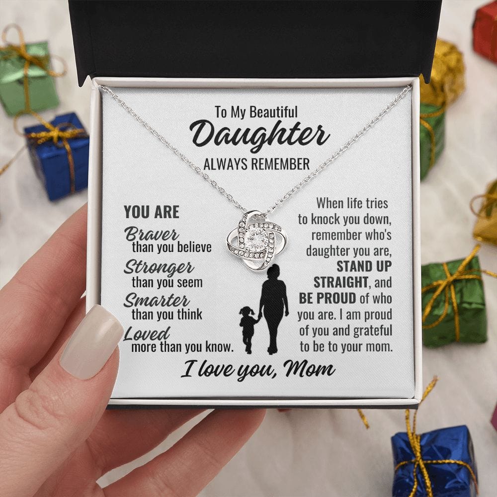 To Daughter From Mom "Always Remember..." Love Knot Necklace
